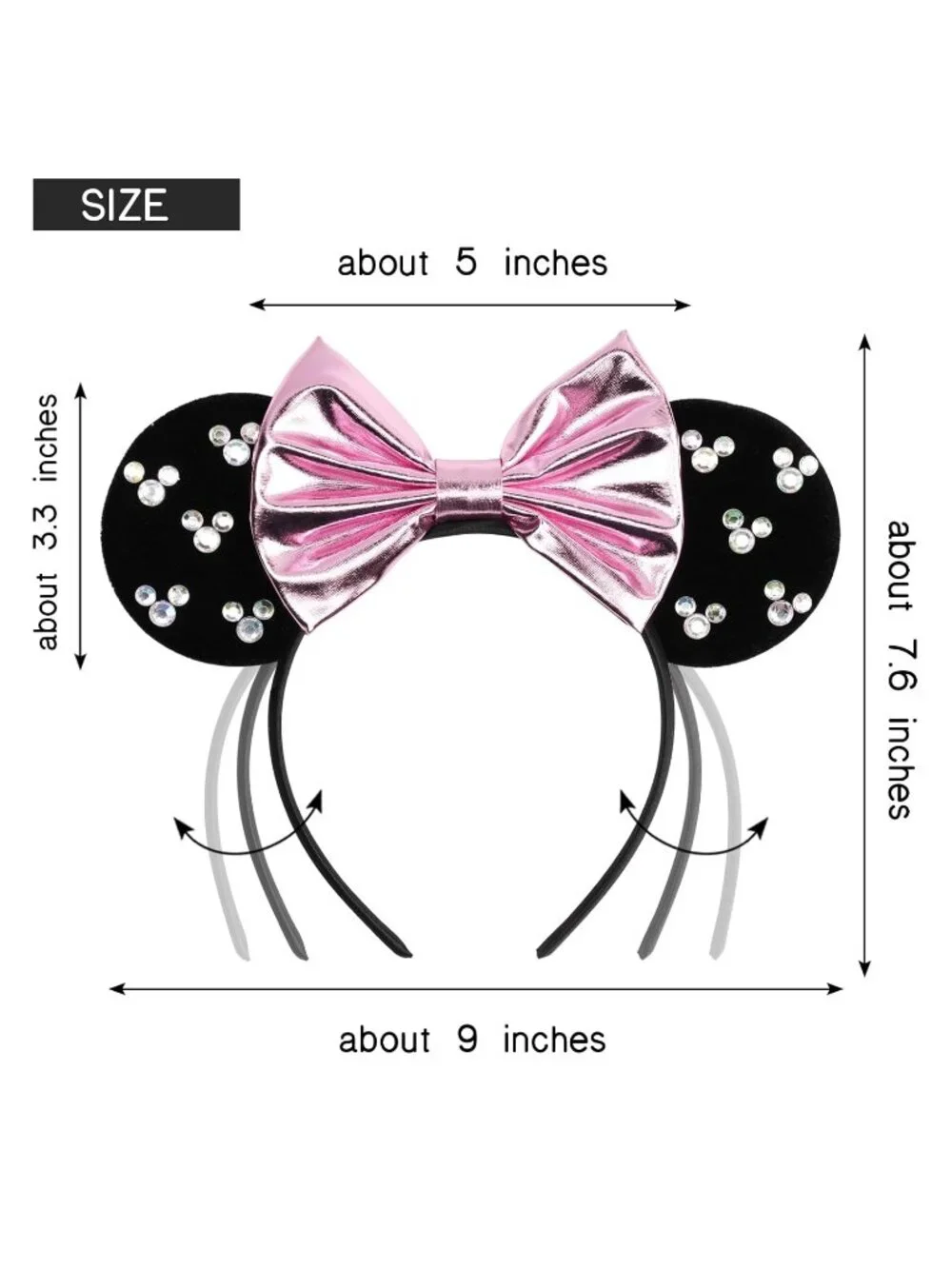 Women Black-Pink cotton Candy-Inspired Mickey Mouse Hair Headband